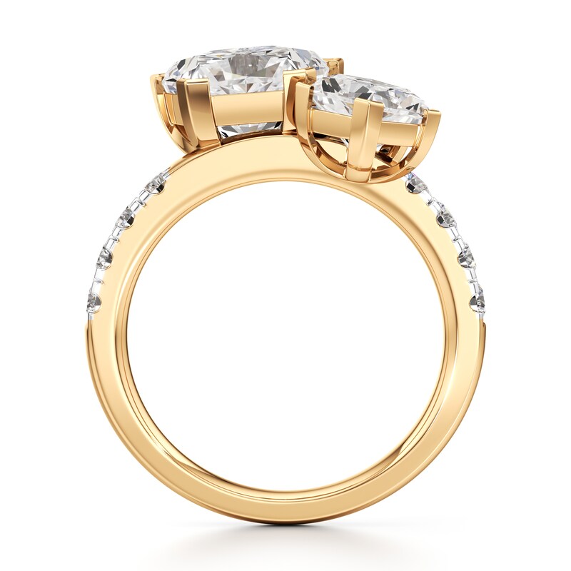 Main Image 2 of J'Lure Pentagon Brilliant-Cut Two-Stone Lab-Grown Diamond Engagement Ring 4-1/2 ct tw 18K Yellow Gold