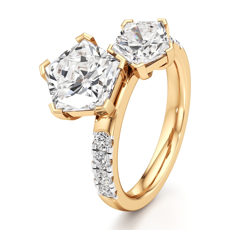 Main Image 4 of J'Lure Pentagon Brilliant-Cut Two-Stone Lab-Grown Diamond Engagement Ring 4-1/2 ct tw 18K Yellow Gold