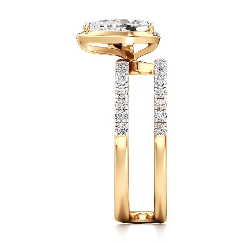 Main Image 3 of J'Lure Pear Step-Cut Lab-Grown Diamond Spiral Engagement Ring 1-3/8 ct tw 18K Yellow Gold