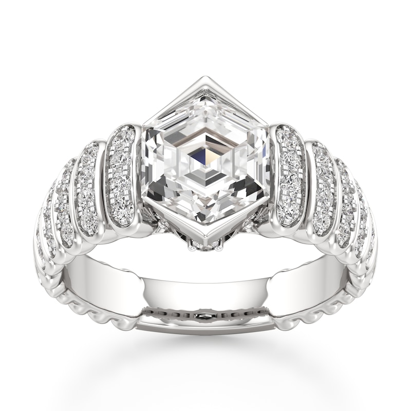 Main Image 1 of J'Lure Hexagon Step-Cut Lab-Grown Diamond Engagement Ring 2-3/8 ct tw 18K White Gold