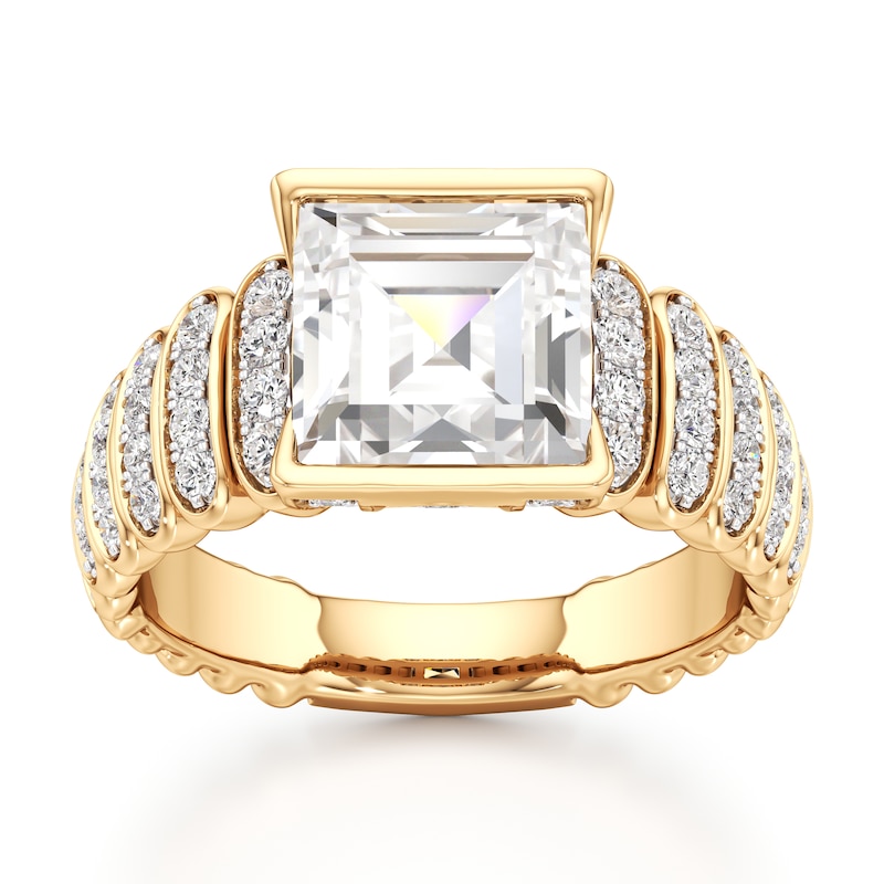 Main Image 1 of J'Lure Carre Step-Cut Lab-Grown Diamond Engagement Ring 3-1/2 ct tw 18K Yellow Gold