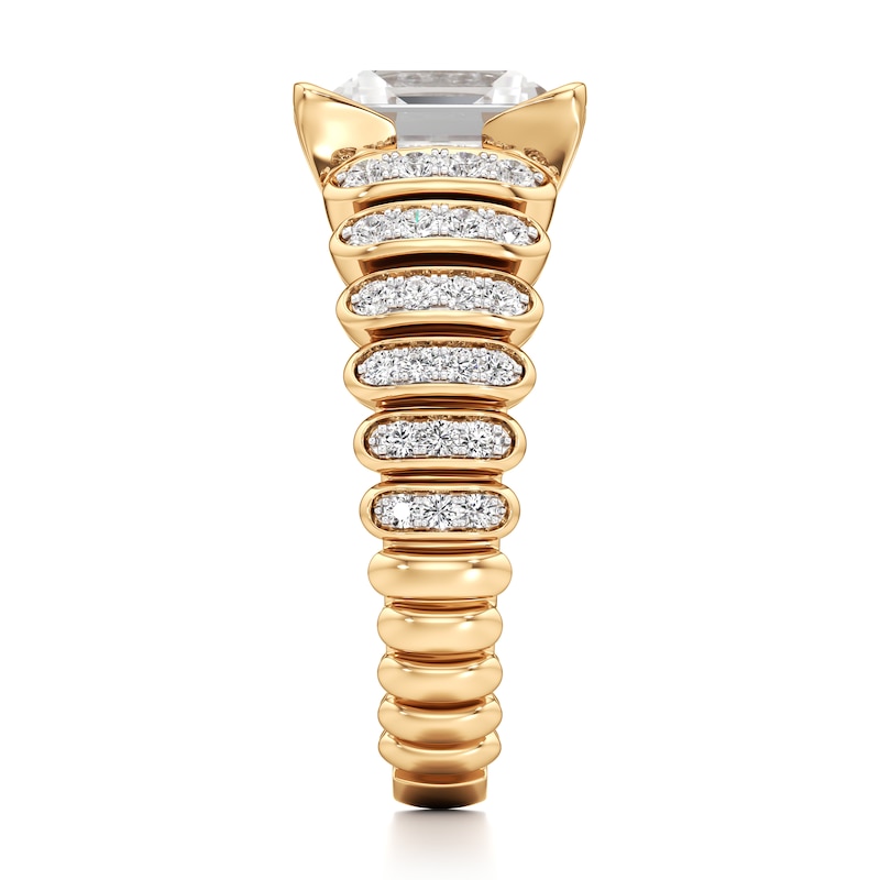 Main Image 3 of J'Lure Carre Step-Cut Lab-Grown Diamond Engagement Ring 3-1/2 ct tw 18K Yellow Gold