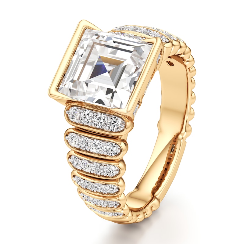 Main Image 4 of J'Lure Carre Step-Cut Lab-Grown Diamond Engagement Ring 3-1/2 ct tw 18K Yellow Gold
