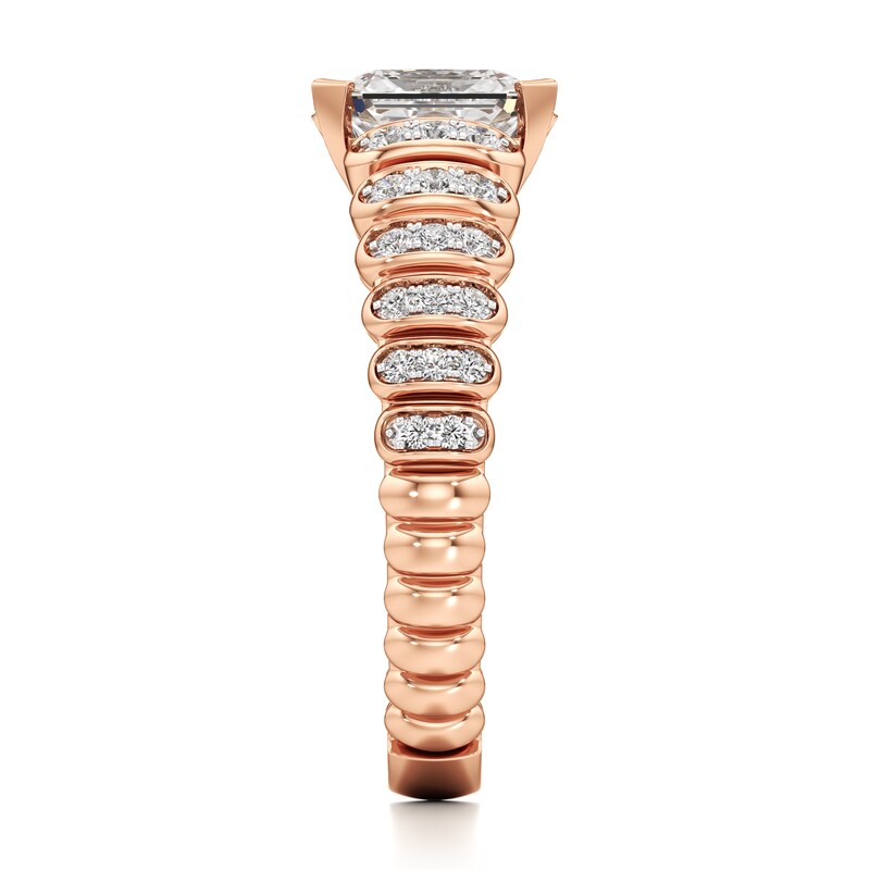 Main Image 3 of J'Lure Radiant Brilliant-Cut Lab-Created Diamond Engagement Ring 1-1/4 ct tw 18K Rose Gold