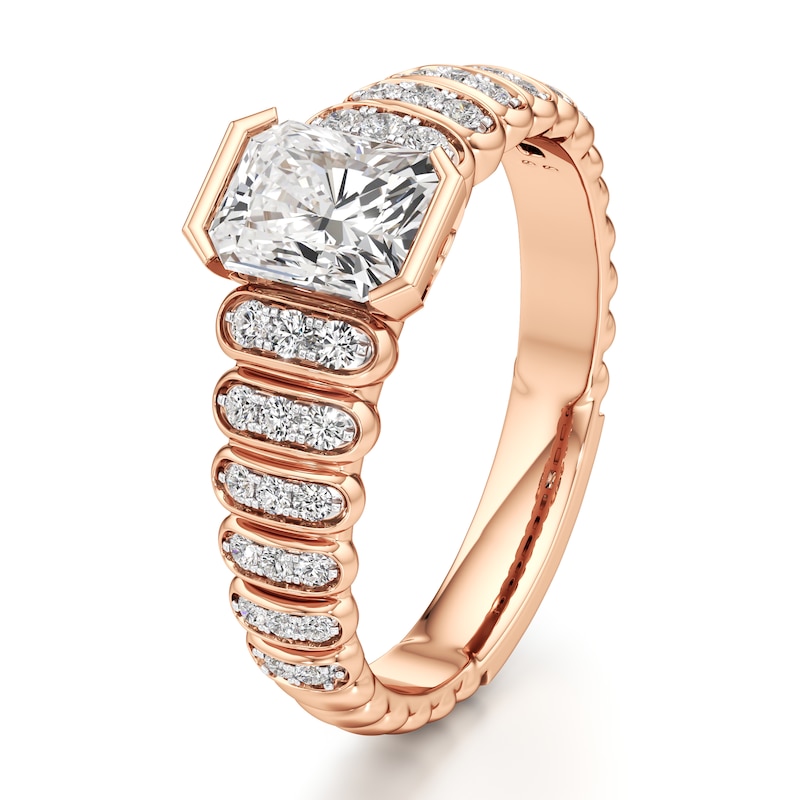 Main Image 4 of J'Lure Radiant Brilliant-Cut Lab-Created Diamond Engagement Ring 1-1/4 ct tw 18K Rose Gold