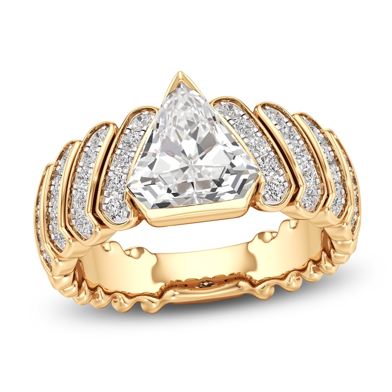 Main Image 1 of J'Lure Shield Step-Cut Lab-Grown Diamond Engagement Ring 2-1/2 ct tw 18K Yellow Gold