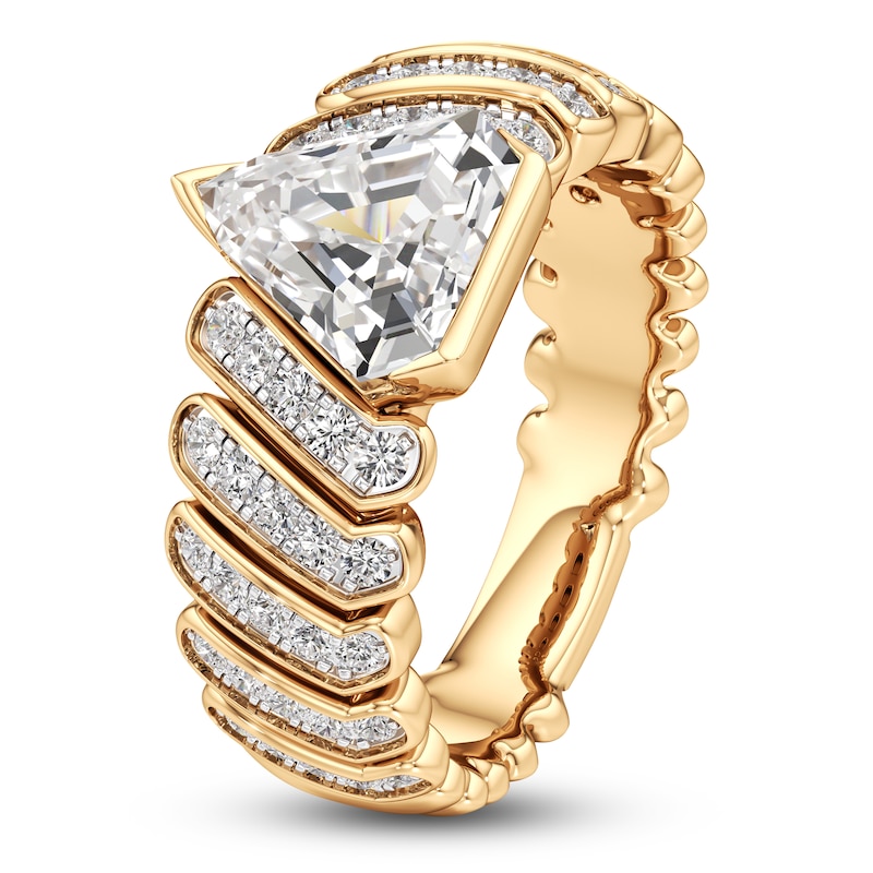 Main Image 2 of J'Lure Shield Step-Cut Lab-Grown Diamond Engagement Ring 2-1/2 ct tw 18K Yellow Gold
