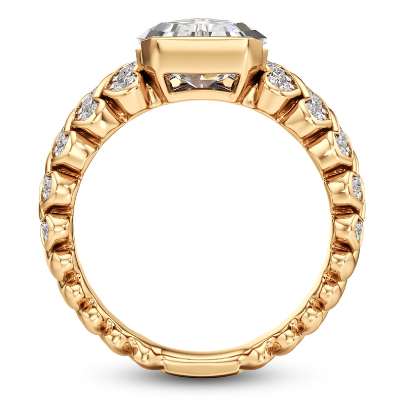 Main Image 4 of J'Lure Shield Step-Cut Lab-Grown Diamond Engagement Ring 2-1/2 ct tw 18K Yellow Gold