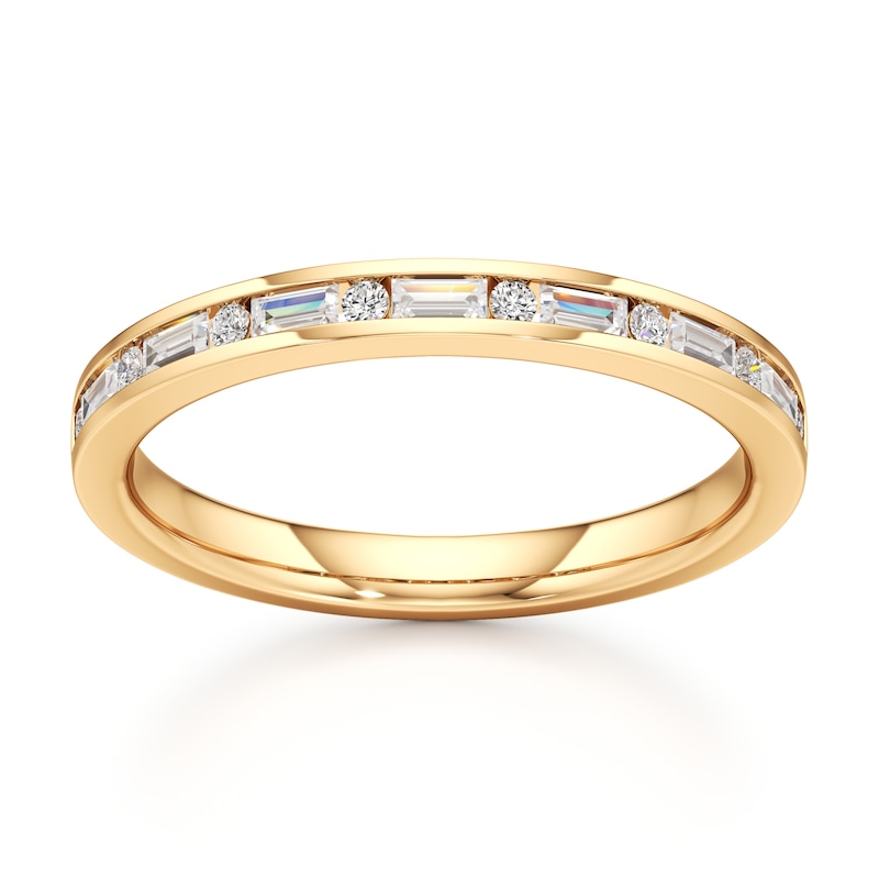 Main Image 1 of J'Lure Baguette & Round-Cut Lab-Grown Diamond Wedding Band 1/3 ct tw 18K Yellow Gold