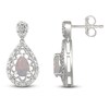 Thumbnail Image 3 of Pear-Shaped Lab-Created Opal & Diamond Dangle Earrings 1/6 ct tw Sterling Silver