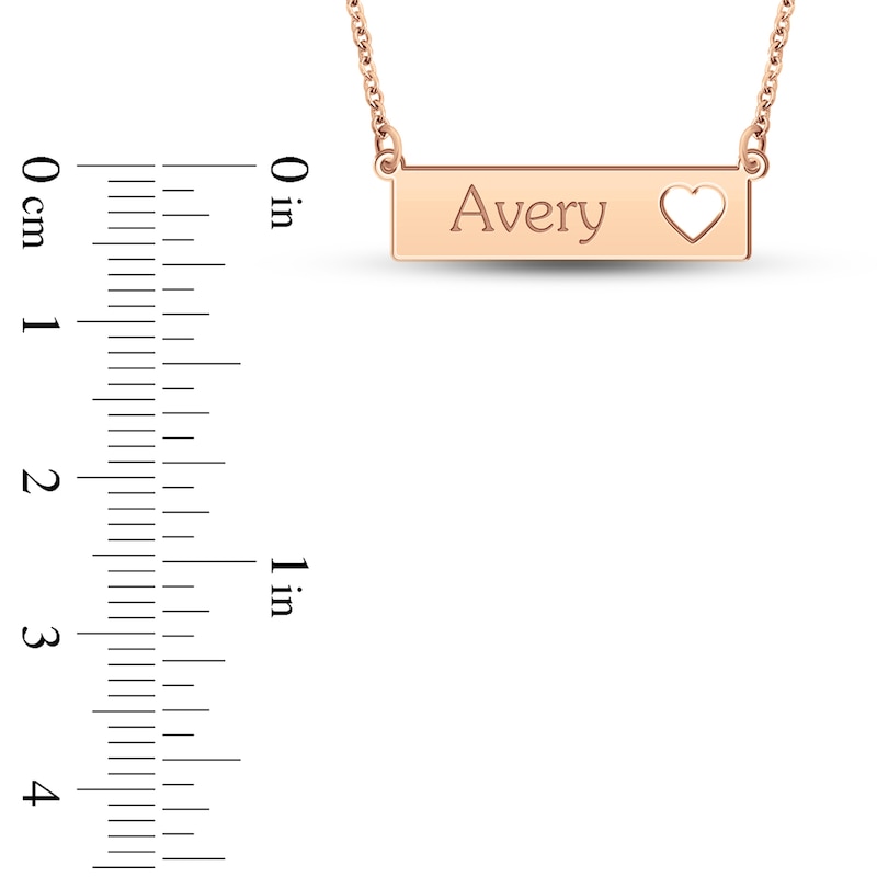 Main Image 4 of Engravable Name Bar Necklace with Heart Cutout 14K Rose Gold-Plated Sterling Silver 18"
