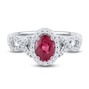 Thumbnail Image 3 of Oval-Cut Natural Ruby & Diamond Ring 1/4 ct tw 14K White Gold