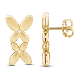 Butterfly Mirrored Drop Earrings 14K Yellow Gold