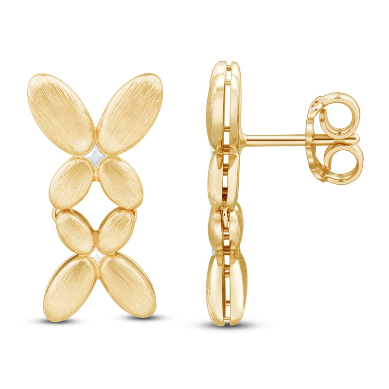 Main Image 1 of Butterfly Mirrored Drop Earrings 14K Yellow Gold