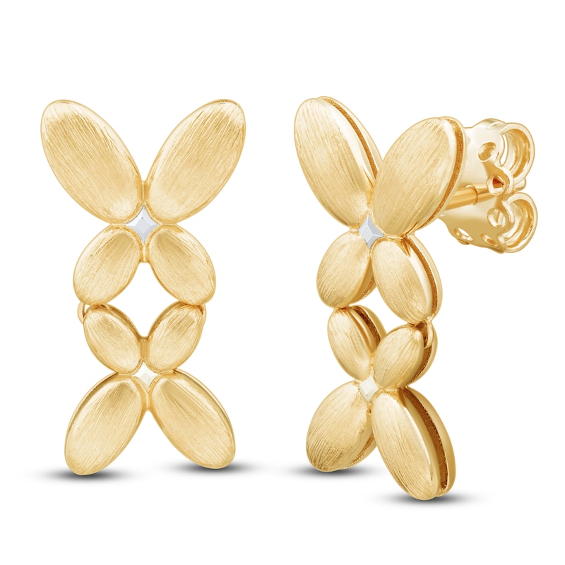 Main Image 2 of Butterfly Mirrored Drop Earrings 14K Yellow Gold