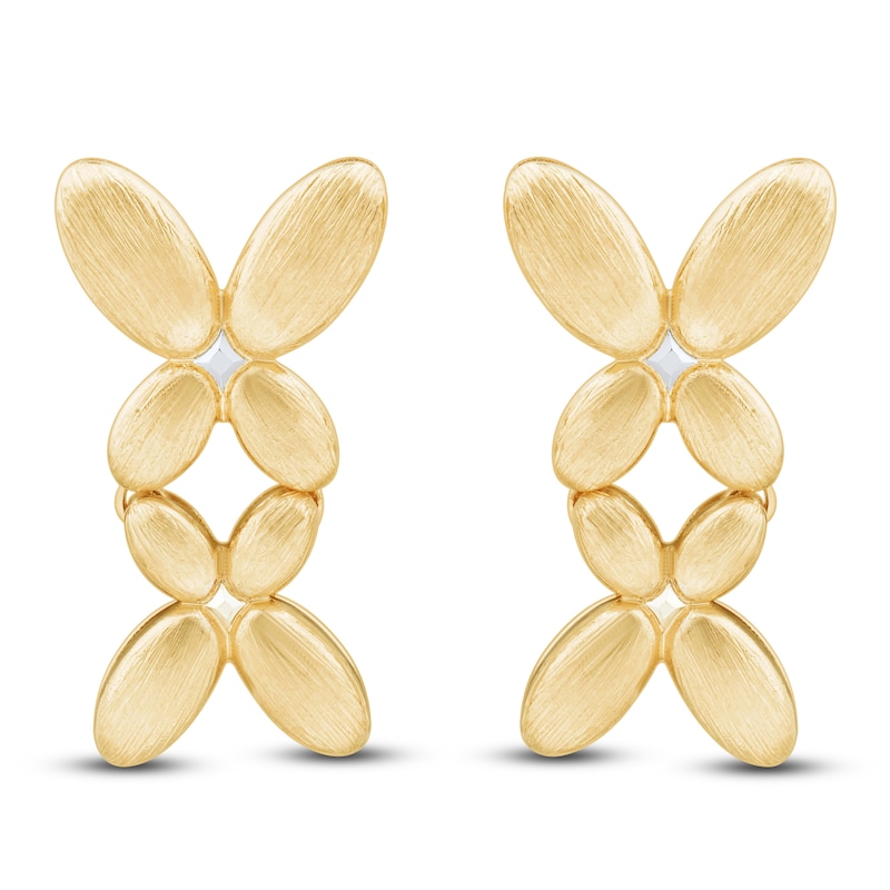 Main Image 3 of Butterfly Mirrored Drop Earrings 14K Yellow Gold