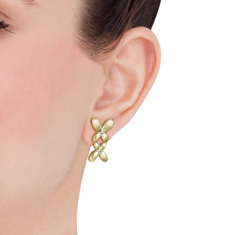 Main Image 4 of Butterfly Mirrored Drop Earrings 14K Yellow Gold