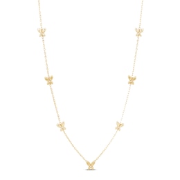 Butterfly Station Necklace 14K Yellow Gold 18"