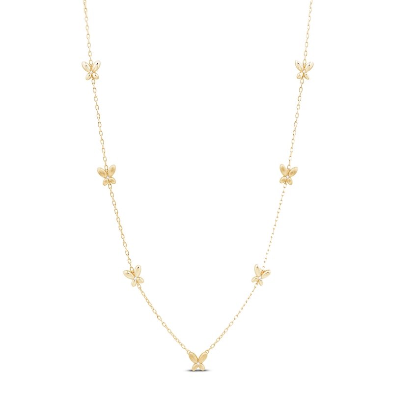 Main Image 1 of Butterfly Station Necklace 14K Yellow Gold 18"