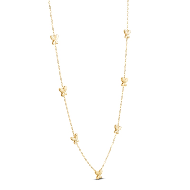 Main Image 2 of Butterfly Station Necklace 14K Yellow Gold 18"