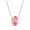 Thumbnail Image 1 of Oval-Cut Pink Lab-Grown Diamond Solitaire Necklace 1 ct tw 14K White Gold 18"