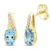 Thumbnail Image 2 of Oval-Cut Natural Aquamarine & Diamond Earrings 1/20 ct tw 10K Yellow Gold