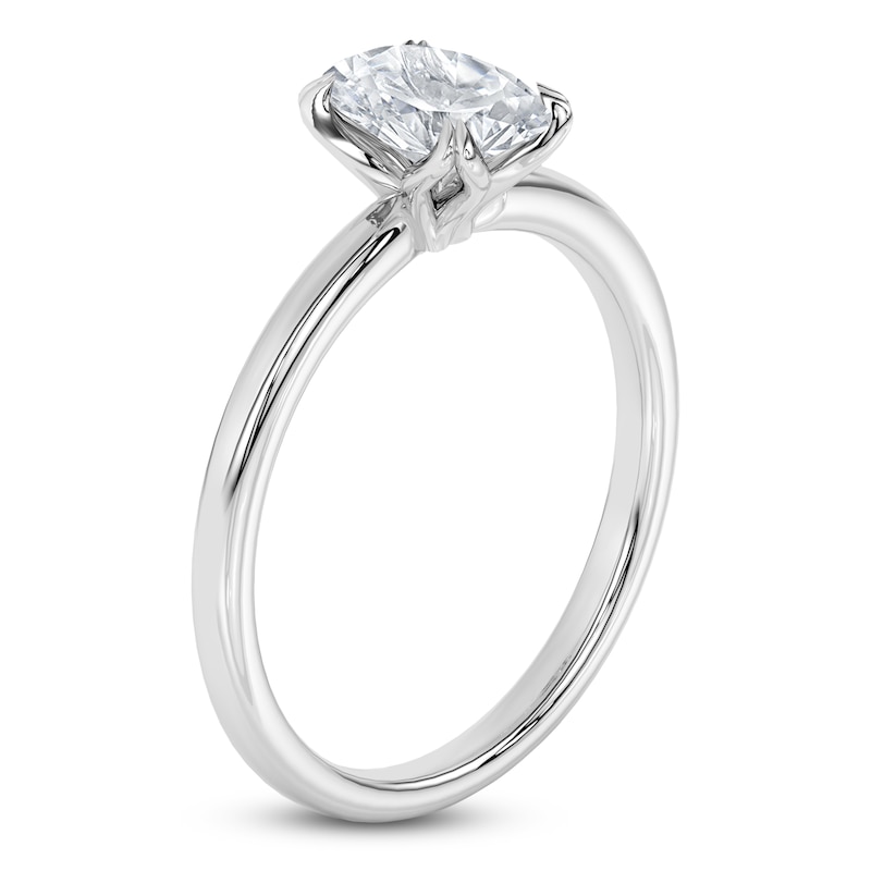 Main Image 2 of Certified Oval-Cut Diamond Solitaire Engagement Ring 1 ct tw 14K White Gold (I1/I)