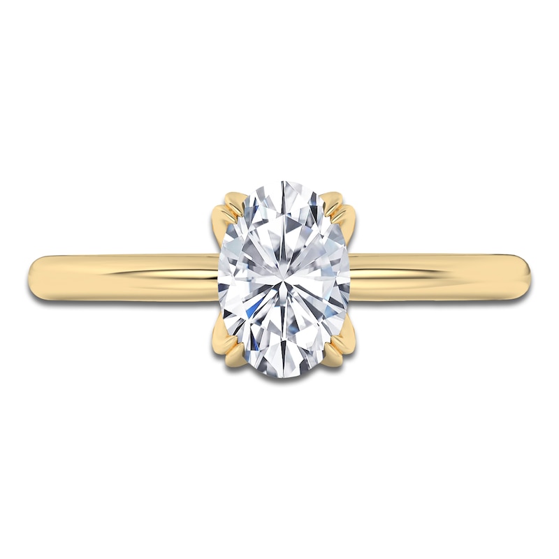 Main Image 3 of Certified Oval-Cut Diamond Solitaire Engagement Ring 1 ct tw 14K Yellow Gold (I1/I)