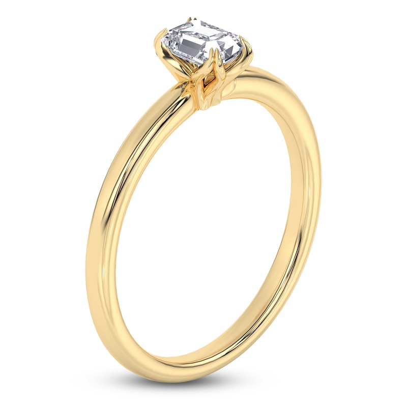 Main Image 2 of Certified Emerald-Cut Diamond Solitaire Engagement Ring 1/2 ct tw 14K Yellow Gold (I1/I)