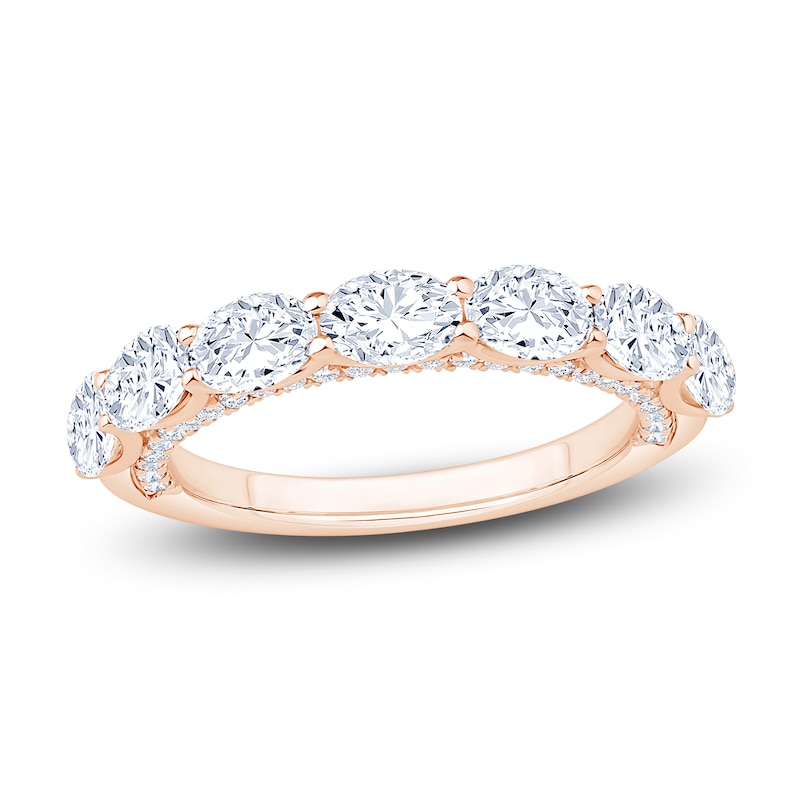Main Image 1 of Oval-Cut Lab-Grown Diamond Anniversary Ring 2 ct tw 14K Rose Gold