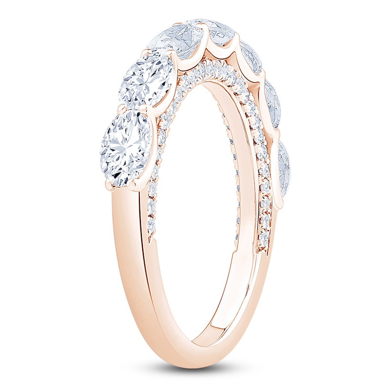 Main Image 2 of Oval-Cut Lab-Grown Diamond Anniversary Ring 2 ct tw 14K Rose Gold