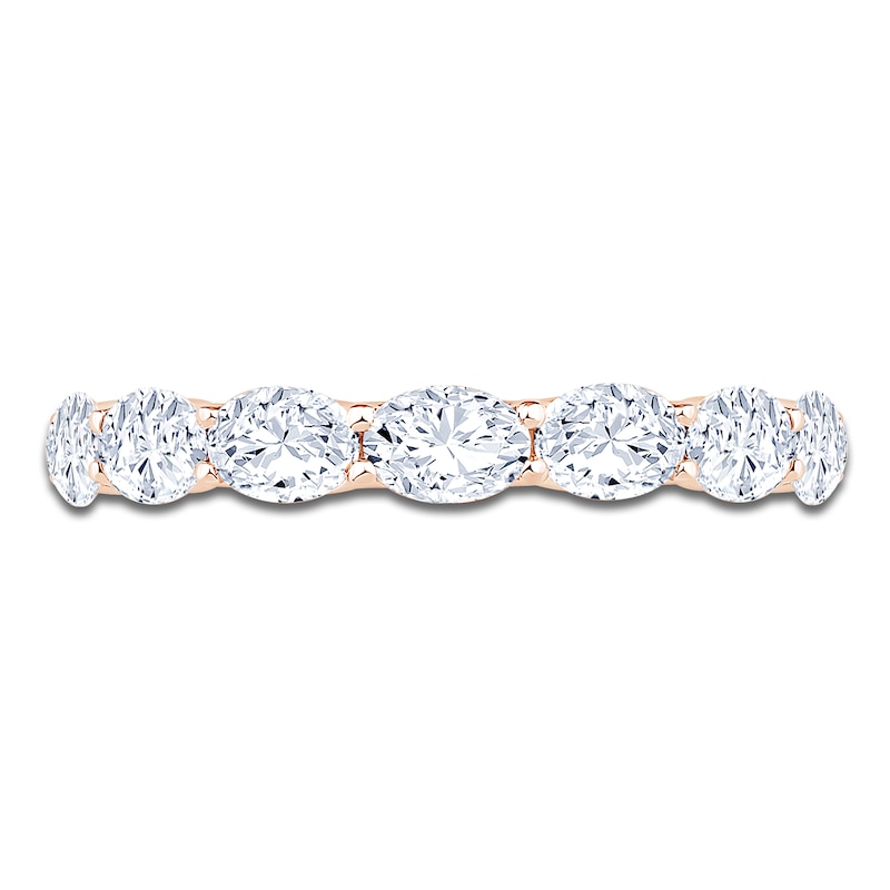 Main Image 3 of Oval-Cut Lab-Grown Diamond Anniversary Ring 2 ct tw 14K Rose Gold