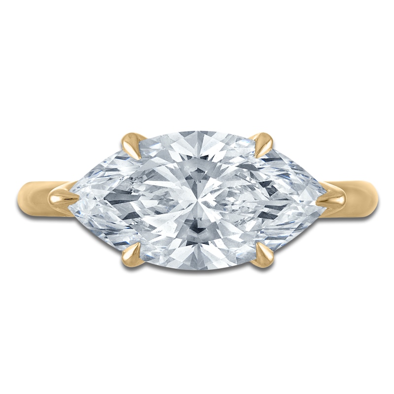 Main Image 3 of Marquise-Cut Lab-Grown Diamond East-West Solitaire Plus Engagement Ring 3 ct tw 18K Yellow Gold (VS2/F)
