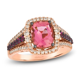 Le Vian Cushion-Cut Natural Pink Tourmaline & Rhodolite Garnet Ring 3/8 ct tw Diamonds 14K Strawberry Gold