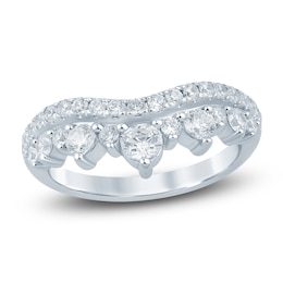 Lab-Grown Diamond Two-Row Contour Anniversary Ring 1 ct tw 14K White Gold