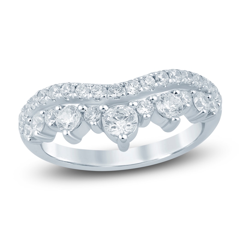 Main Image 1 of Lab-Grown Diamond Two-Row Contour Anniversary Ring 1 ct tw 14K White Gold