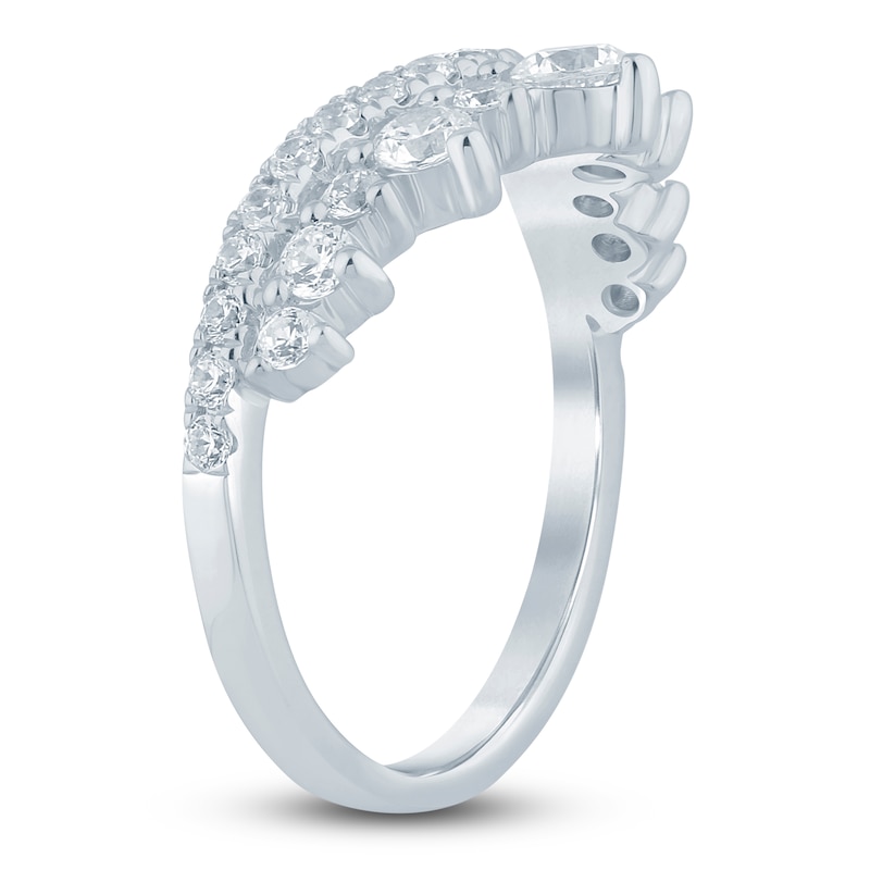 Main Image 2 of Lab-Grown Diamond Two-Row Contour Anniversary Ring 1 ct tw 14K White Gold