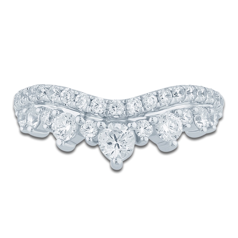 Main Image 3 of Lab-Grown Diamond Two-Row Contour Anniversary Ring 1 ct tw 14K White Gold