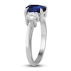 Thumbnail Image 2 of Oval-Cut Blue Lab-Created Sapphire & White Lab-Created Sapphire Three-Stone Ring Sterling Silver