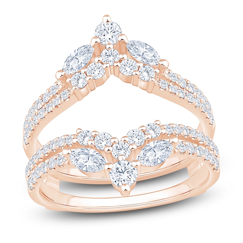 Main Image 1 of Marquise & Round-Cut Lab-Grown Diamond Enhancer Ring 1-1/3 ct tw 14K Rose Gold