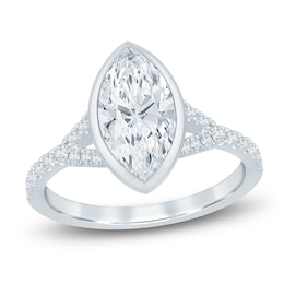 Marquise-Cut Lab-Grown Diamond Bezel-Set Engagement Ring 2-1/3 ct tw 14K White Gold
