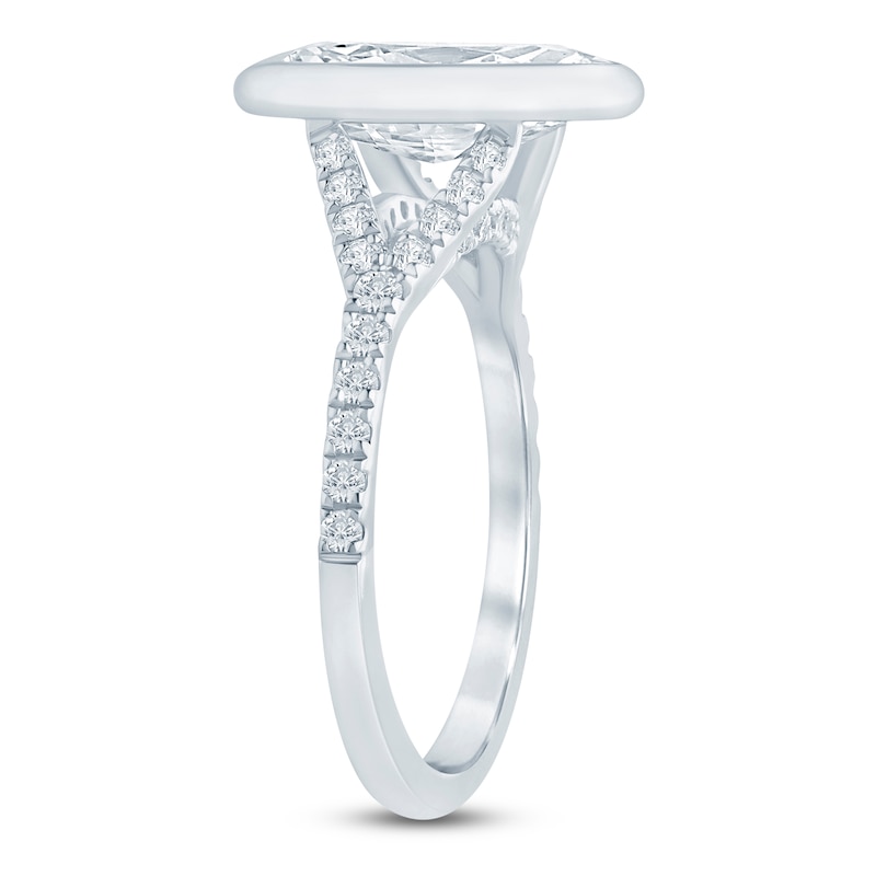 Main Image 2 of Marquise-Cut Lab-Grown Diamond Bezel-Set Engagement Ring 2-1/3 ct tw 14K White Gold