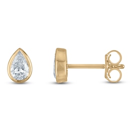 Pear-Shaped Lab-Grown Diamond Bezel-Set Solitaire Stud Earrings 1/2 ct tw 14K Yellow Gold (SI2/I)