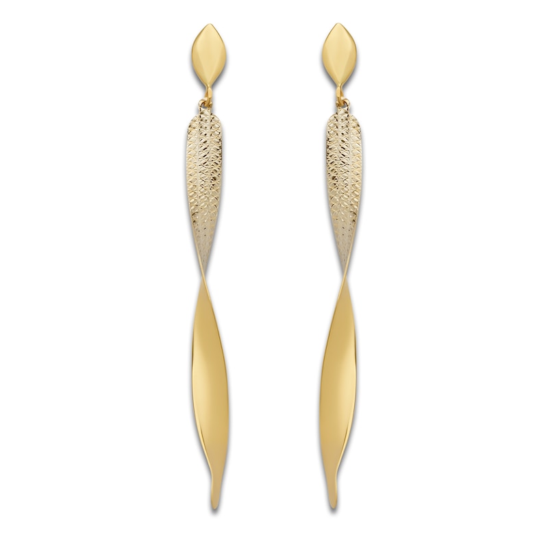 Main Image 1 of Italia D'Oro Diamond-Cut Twist Drop Earrings 14K Yellow Gold