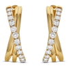 Thumbnail Image 1 of Jared Signature Diamond Crossover Huggie Hoop Earrings 1 ct tw 14K Yellow Gold