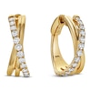 Thumbnail Image 2 of Jared Signature Diamond Crossover Huggie Hoop Earrings 1 ct tw 14K Yellow Gold