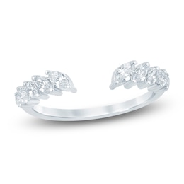 Certified Marquise-Cut Diamond Open-Shank Wedding Band 1/2 ct tw 14K White Gold