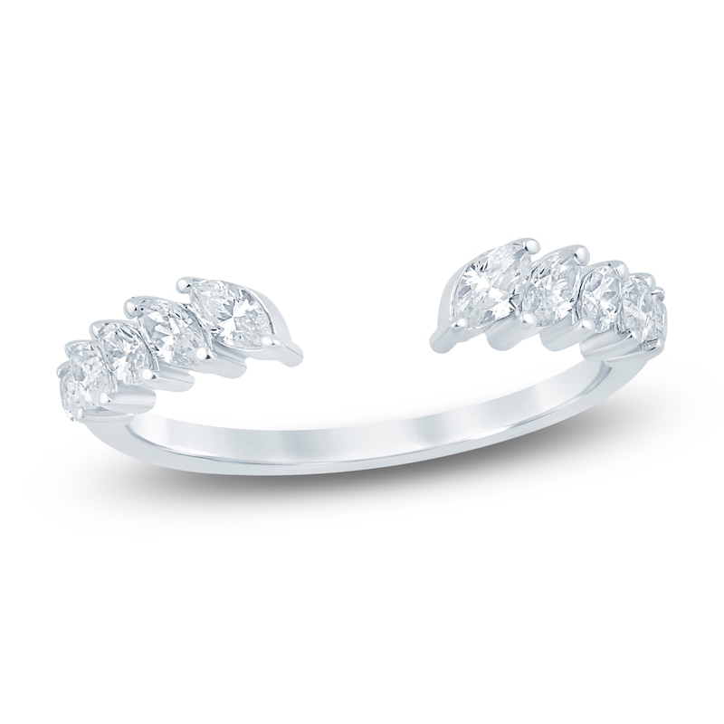 Main Image 1 of Certified Marquise-Cut Diamond Open-Shank Wedding Band 1/2 ct tw 14K White Gold