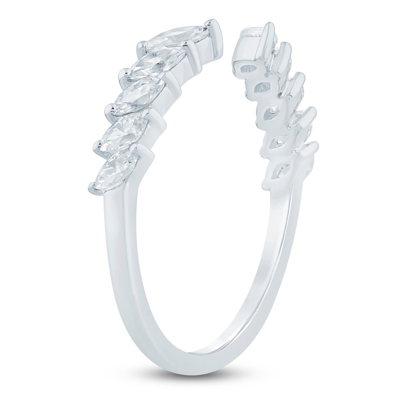 Main Image 2 of Certified Marquise-Cut Diamond Open-Shank Wedding Band 1/2 ct tw 14K White Gold