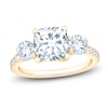 Thumbnail Image 1 of Cushion & Round-Cut Lab-Grown Diamond Three-Stone Engagement Ring 3 ct tw 14K Yellow Gold
